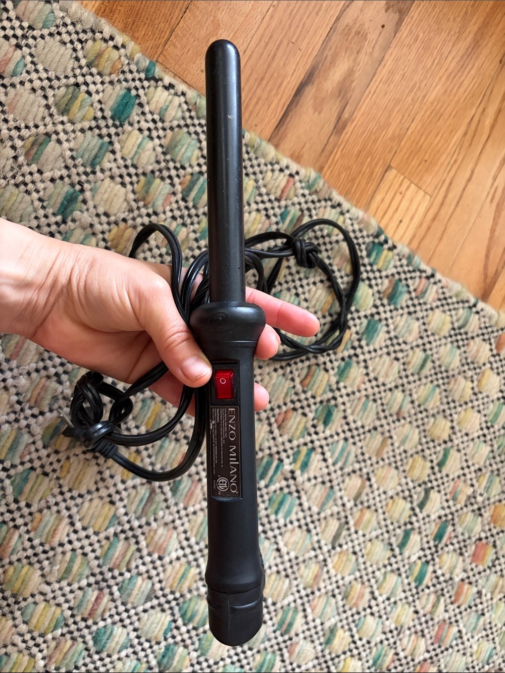 Enzo Milano Black Curling Wand - 1” Barrel